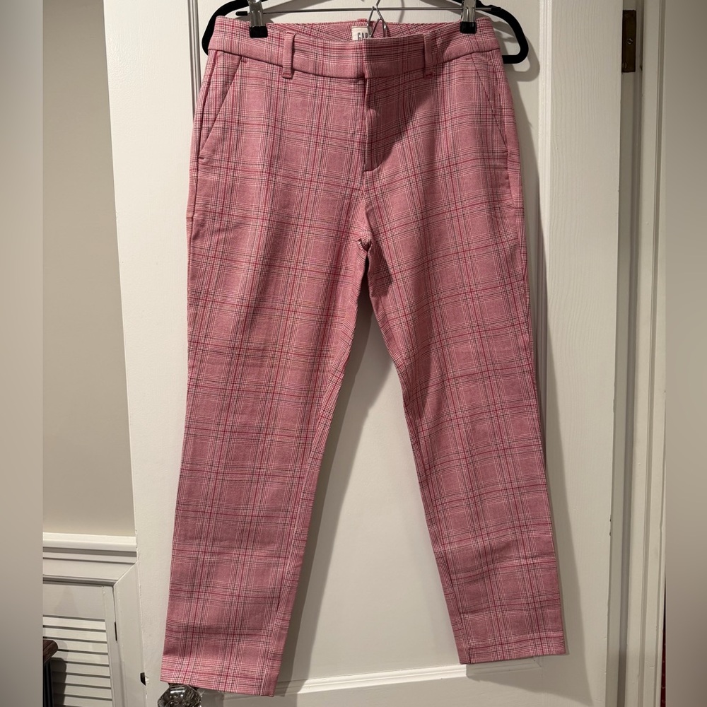 GAP Women’s Slim ankle Pink Checkered Tartan Dress Pants